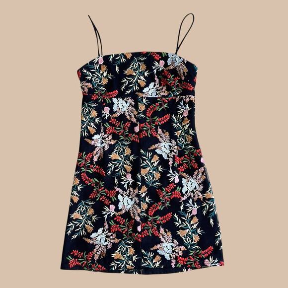 Urban Outfitters UO Embroidered Ponte Straight Neck Mini Dress XS - Picture 12 of 13